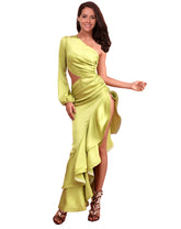 Show off Green Lime Ruffle Dress